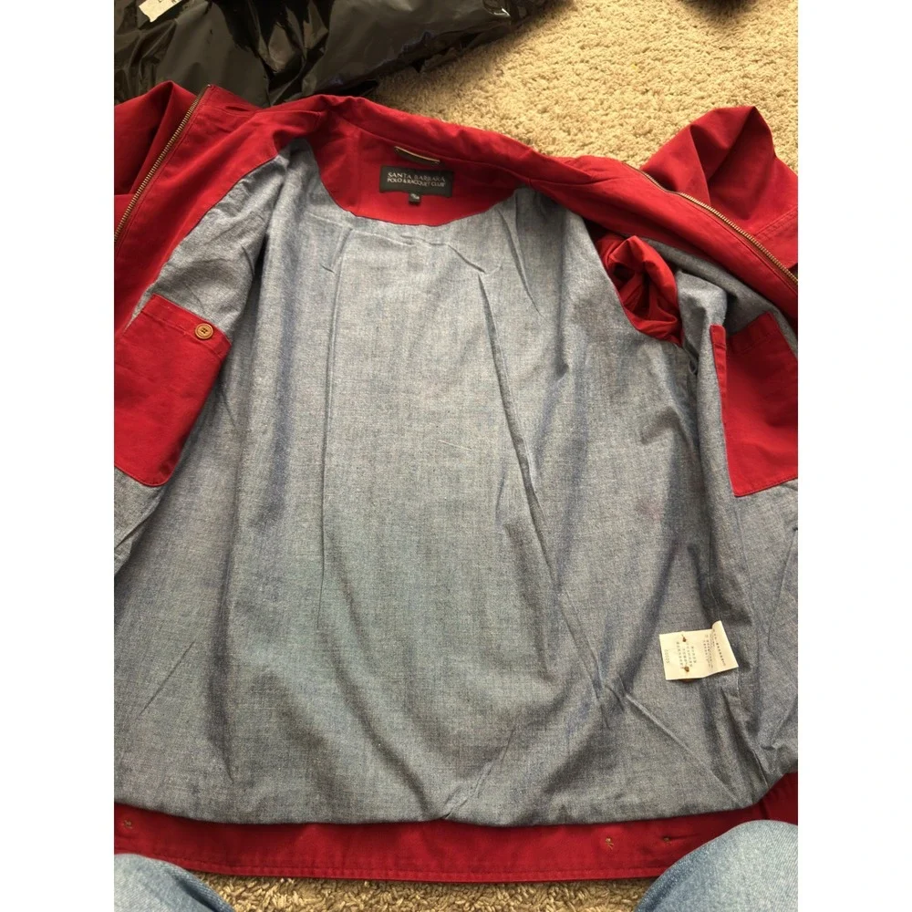 Santa Barbara Polo & Racquet Club Mens Red Harrington Jacket  Sz 175/92B